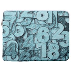 Blue Digits Background, Artwork, Numbers 17  Vertical Laptop Sleeve Case With Pocket