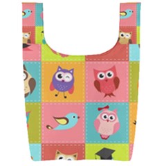 Owls Pattern, Abstract, Art, Desenho Foldable Shopping Bag