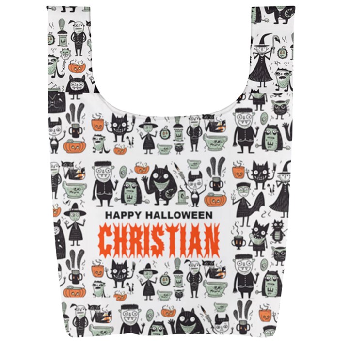 Personalized Halloween Name Any Text Foldable Shopping Bag Foldable Shopping Bag