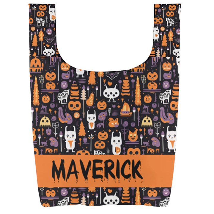 Personalized Halloween Name Any Text Foldable Shopping Bag Foldable Shopping Bag