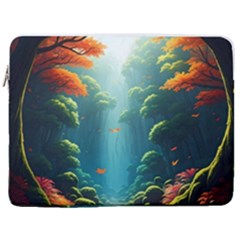 Autumn Trees Nature 17  Vertical Laptop Sleeve Case With Pocket