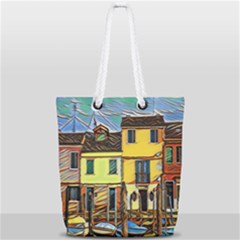 Colorful Venice Homes - Venezia, Italy Full Print Rope Handle Tote (small)