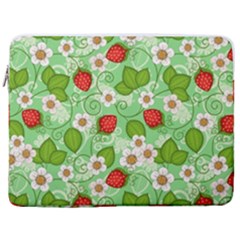 Strawberries Pattern Seamless 17  Vertical Laptop Sleeve Case With Pocket