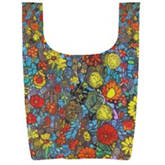 Mid Century Retro Floral 1970s 1960s Pattern 56 Foldable Shopping Bag