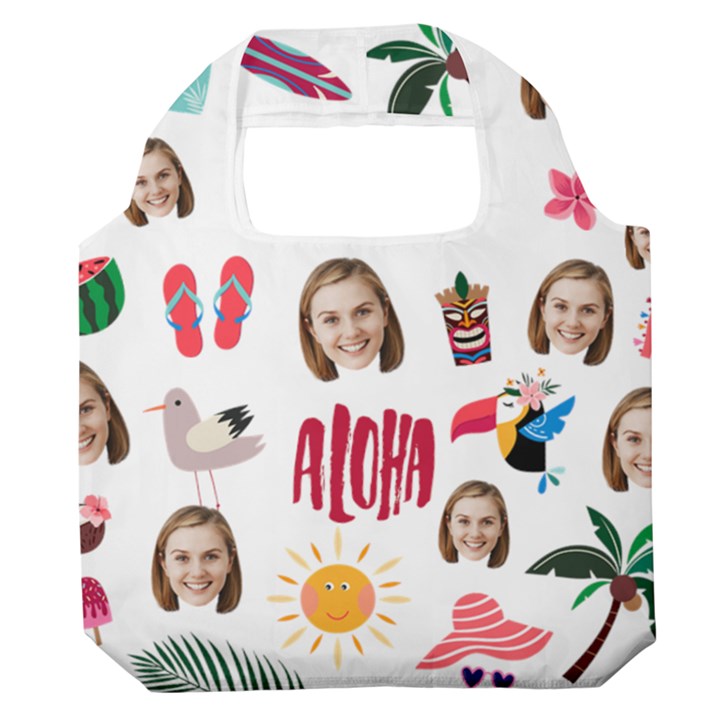 Personalized Tropical Summer Photo Many Head Premium Foldable Grocery Recycle Bag Premium Foldable Grocery Recycle Bag