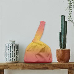 Coral Pink To Electric Yellow Bilinear Gradient Japanese Wrist Knot Bag