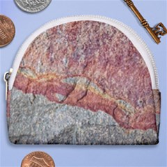 Red And Gray Rock Texture Print Horseshoe Style Canvas Pouch