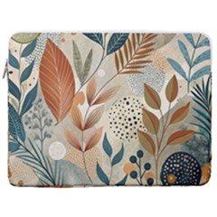 Leaves Pattern Flora 17  Vertical Laptop Sleeve Case With Pocket
