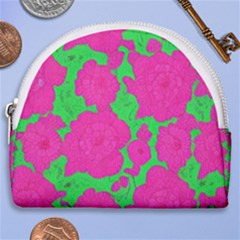 Mid Century Retro Floral 1970s 1960s Pattern 98 Horseshoe Style Canvas Pouch