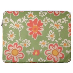 Retro 40s 50s Mexico Flowers Pattern 3 17  Vertical Laptop Sleeve Case With Pocket