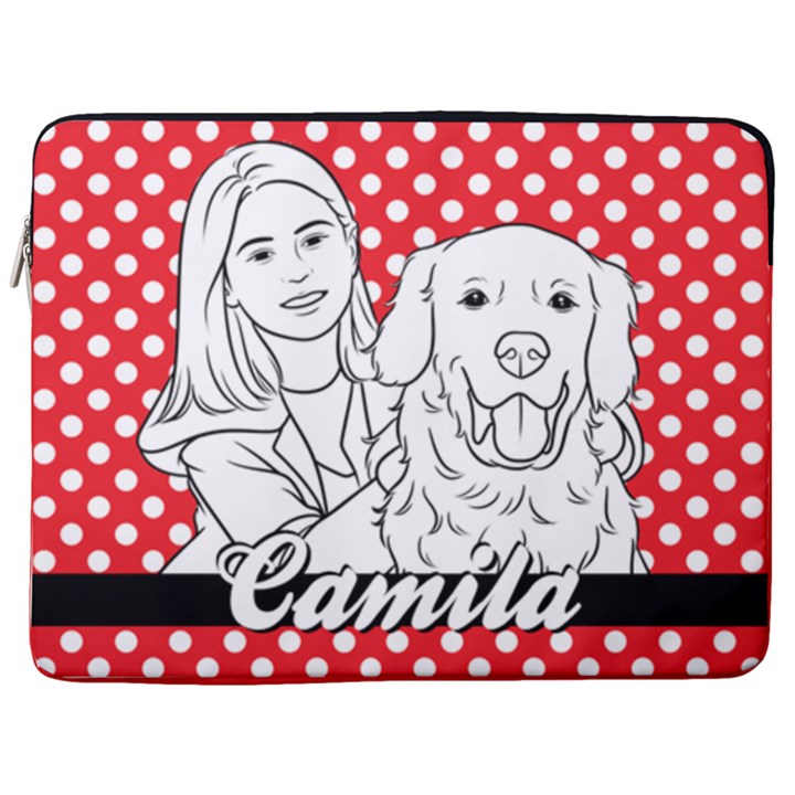 Personalized Hand Draw Style 17  Vertical Laptop Sleeve Case With Pocket