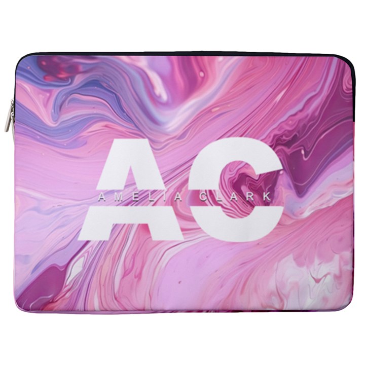 Personalized Name Marble 2 17  Vertical Laptop Sleeve Case With Pocket