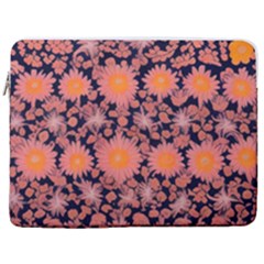 Mid Century Retro Floral 1970s 1960s Pattern 74 17  Vertical Laptop Sleeve Case With Pocket