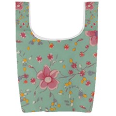 Mid Century Retro Floral 1970s 1960s Pattern 79 Foldable Shopping Bag