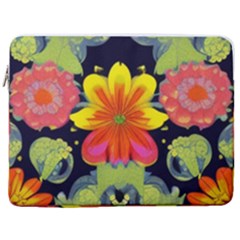 Mid Century Retro Floral 1970s 1960s Pattern 54 17  Vertical Laptop Sleeve Case With Pocket