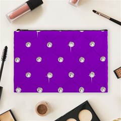 Royal Purple And Silver Bead Bling Large Makeup Purse