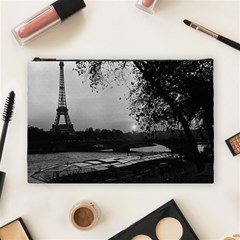 Vintage France Paris Eiffel Tour & Seine At Dusk 1970 Large Makeup Purse