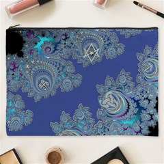 Blue Metallic Celtic Fractal Cosmetic Bag (xxxl)