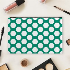 Emerald Green Polkadot Cosmetic Bag (large)