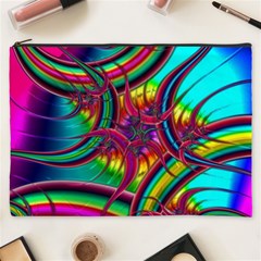Abstract Neon Fractal Rainbows Cosmetic Bag (xxxl)