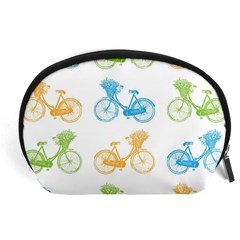 Vintage Bikes With Basket Of Flowers Colorful Wallpaper Background Illustration Accessory Pouches (large) 