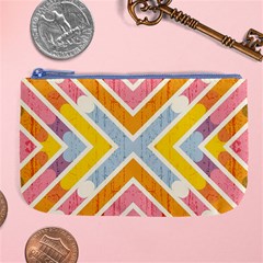 Line Pattern Cross Print Repeat Large Coin Purse