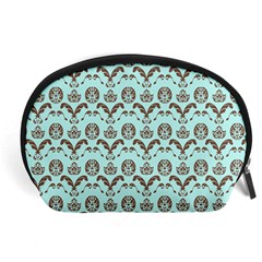 Easter Damask Pattern Robins Egg Blue And Brown Accessory Pouch (large)