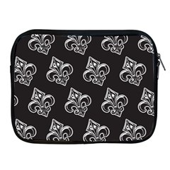 French France Fleur De Lys Metal Pattern Black And White Antique Vintage Black Rocker Apple Ipad 2/3/4 Zipper Cases