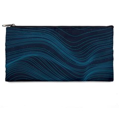 Abstract Glowing Blue Wave Lines Pattern With Particles Elements Dark Background Pencil Cases