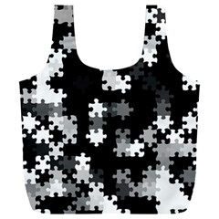 Black And White Jigsaw Puzzle Pattern Full Print Recycle Bag (xxxl)