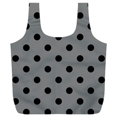 Large Black Polka Dots On Battleship Grey - Full Print Recycle Bag (xxxl)