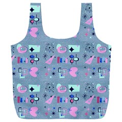 50s Diner Print Blue Full Print Recycle Bag (xxxl)