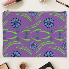 Folk Flowers Print Floral Pattern Ethnic Art Cosmetic Bag (xxxl)