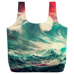Storm Tsunami Waves Ocean Sea Nautical Nature Painting Full Print Recycle Bag (xxxl)