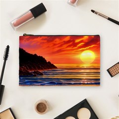 Reflecting Sunset Over Beach Cosmetic Bag (medium)