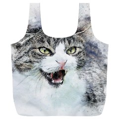Cat Pet Art Abstract Watercolor Full Print Recycle Bag (xxxl)