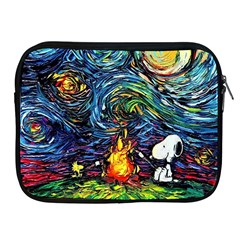 Dog Cartoon Starry Night Print Van Gogh Parody Apple Ipad 2/3/4 Zipper Cases