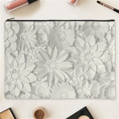 Damask, Desenho, Flowers, Gris Cosmetic Bag (xxxl)