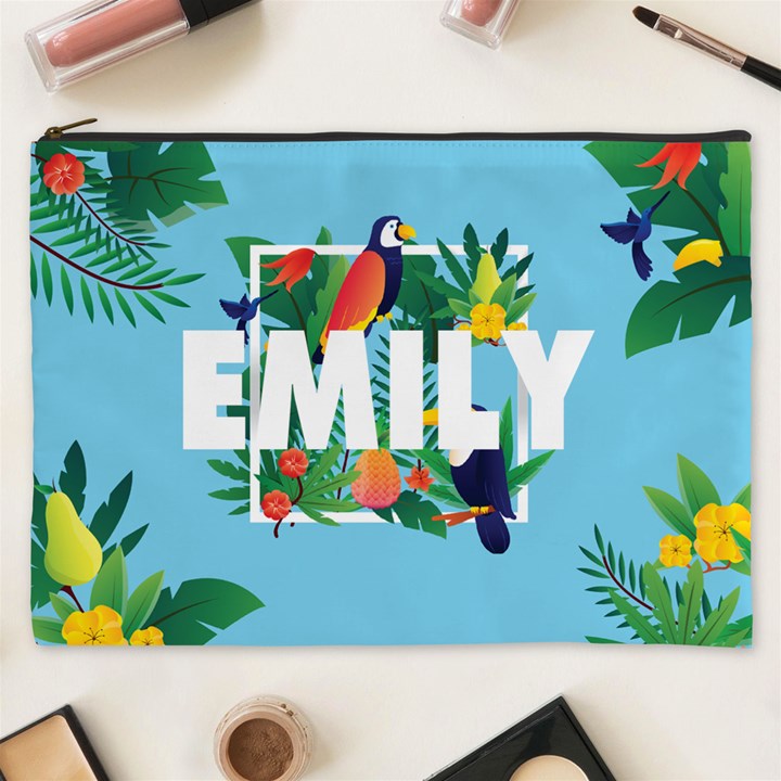 Personalized Summer Tropical Name Cosmetic Bag Cosmetic Bag (XXXL)