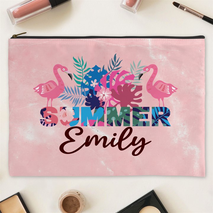 Personalized Summer Tropical Name Cosmetic Bag Cosmetic Bag (XXXL)
