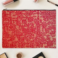Chinese Hieroglyphs Patterns, Chinese Ornaments, Red Chinese Cosmetic Bag (xxxl)