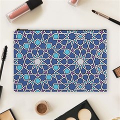 Islamic Ornament Texture, Texture With Stars, Blue Ornament Texture Cosmetic Bag (large)