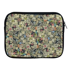 Sticker Collage Motif Pattern Black Backgrond Apple Ipad 2/3/4 Zipper Cases