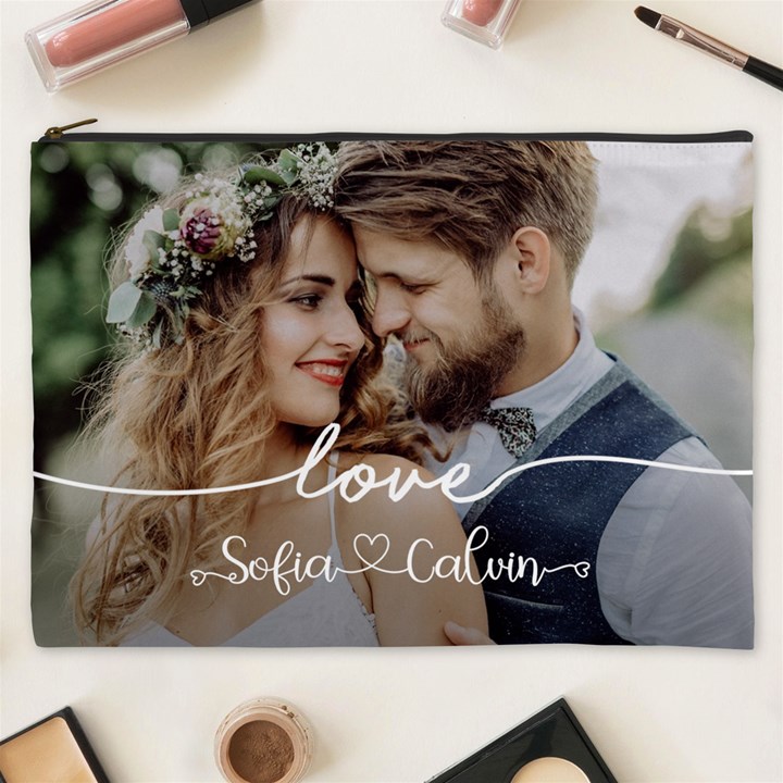 Personalized Love Couple Wedding Name Cosmetic Bag Cosmetic Bag (XXXL)