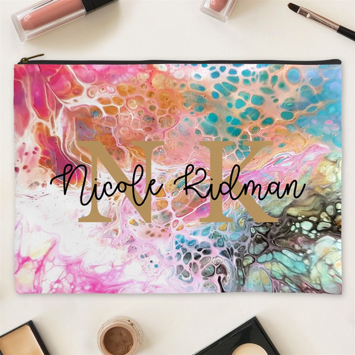 Personalized Initial Name Marble Cosmetic Bag Cosmetic Bag (XXXL)