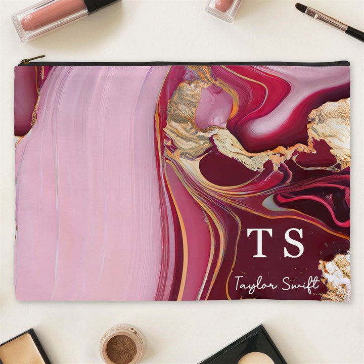 Personalized Initial Name Marble Cosmetic Bag Cosmetic Bag (XXXL)