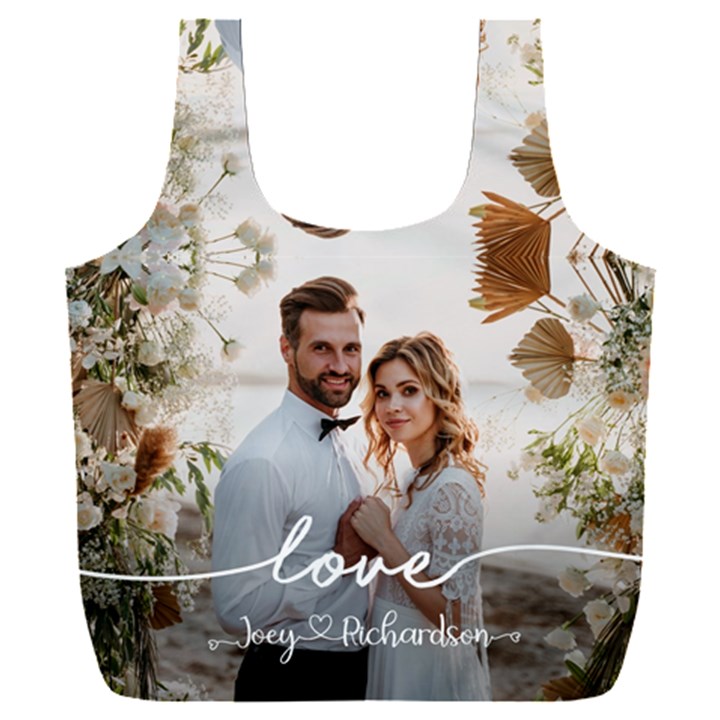 Personalized Wedding Couple Photo Name Recycle Bag Full Print Recycle Bag (XXXL)