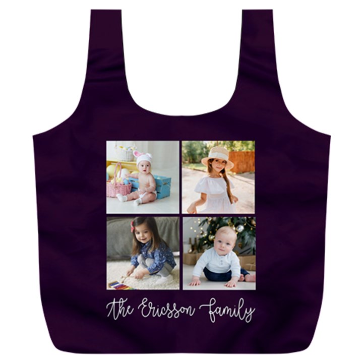 Personalized 4 Photo Family Name Any Text Recycle Bag Full Print Recycle Bag (XXXL)