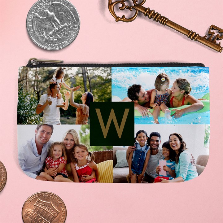 Personalized Photo Initial Family Name Card Style Large Coin Purse Large Coin Purse