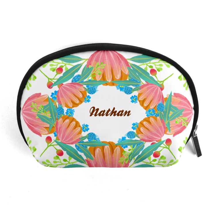 Personalized Floral Name Any Text Accessory Pouch (Large)